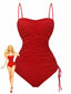 Maillot de bain une pièce uni ruché bretelles 1940s