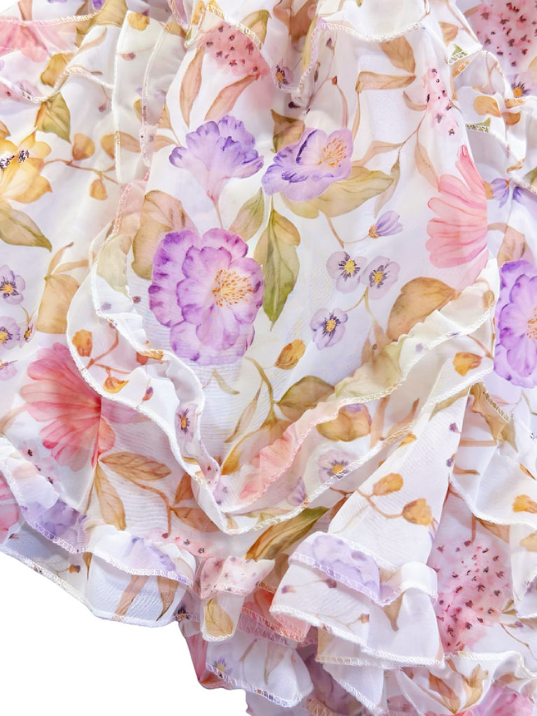 Robe Longue Dos-Nu Florale Multicolore Années 1930 4