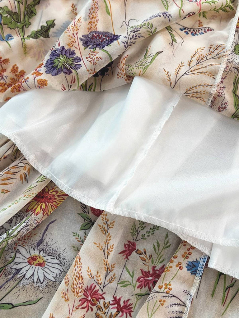 Close-up of floral fabric with a white overlay