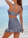3PCS à Volants Ourlet à Carreaux Drawstring Ensemble Tankini Années 1950 4