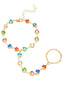Bracelet multicolore strass forme cœur reliant le poignet au doigt