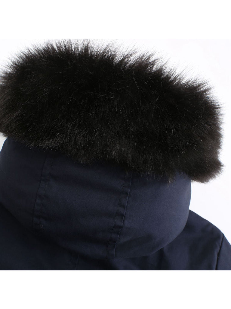 Manteau Années 50 Garnie de Fourrure Synthétique à Boucle
