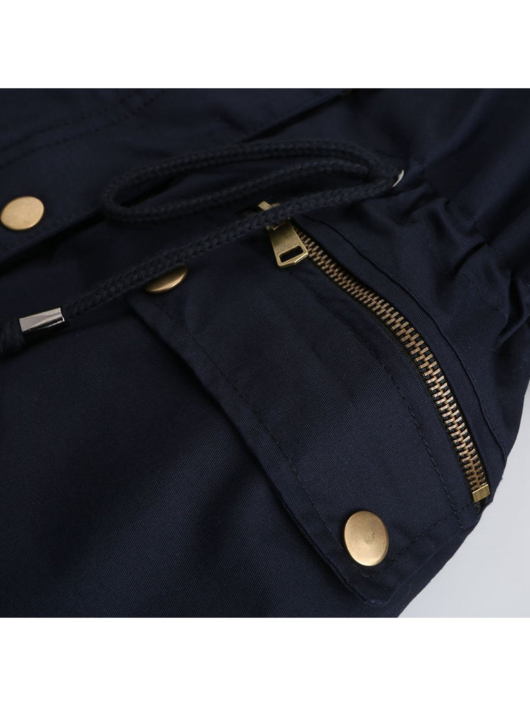 Manteau Années 50 Garnie de Fourrure Synthétique à Boucle