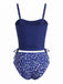 Ensemble Tankini Floral Cordon de Serrage Bleu Marine Années 1950 3