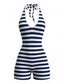 Combishort rayé bleu marine encolure dos nu années 30