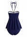 Uni Métallique Embellished Maillot de Bain Bleu marine Années 1980 2