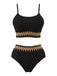 Bikini côtelé taille haute à motif zigzag années 1950