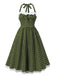 Robe dos nu en dentelle patchwork à pois des années 1950