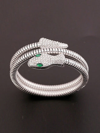 Bracelet jonc vintage en alliage avec strass et serpent