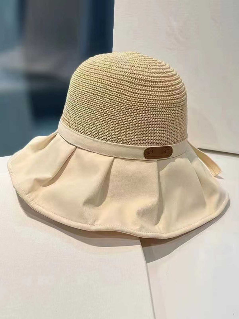 Chapeau de soleil vintage en toile avec nœud