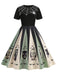 Robe patchwork à imprimé toile d'araignée pour Halloween des années 1950