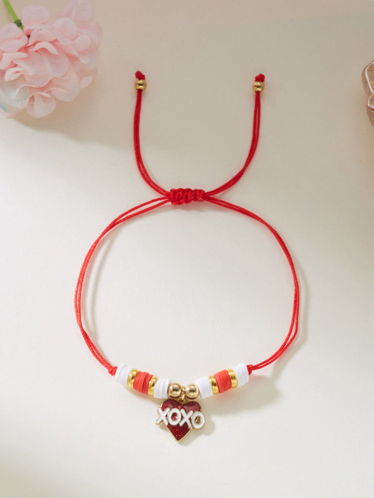 Bracelet tissé ajustable en forme de cœur pour la Saint-Valentin