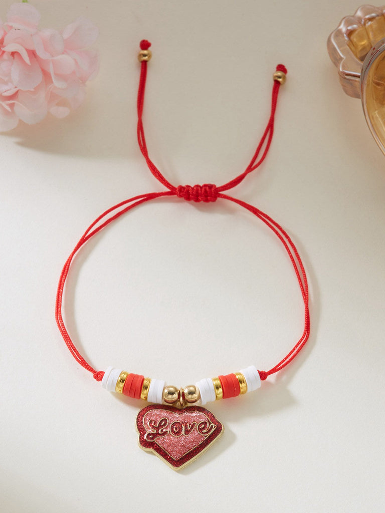 Bracelet tissé ajustable en forme de cœur pour la Saint-Valentin