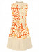 [Prévente] Robe Plissée Col Montant Floral Orange Années 60