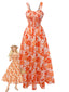 Robe plissée à fleurs asymétrique à encolure carrée années 1940