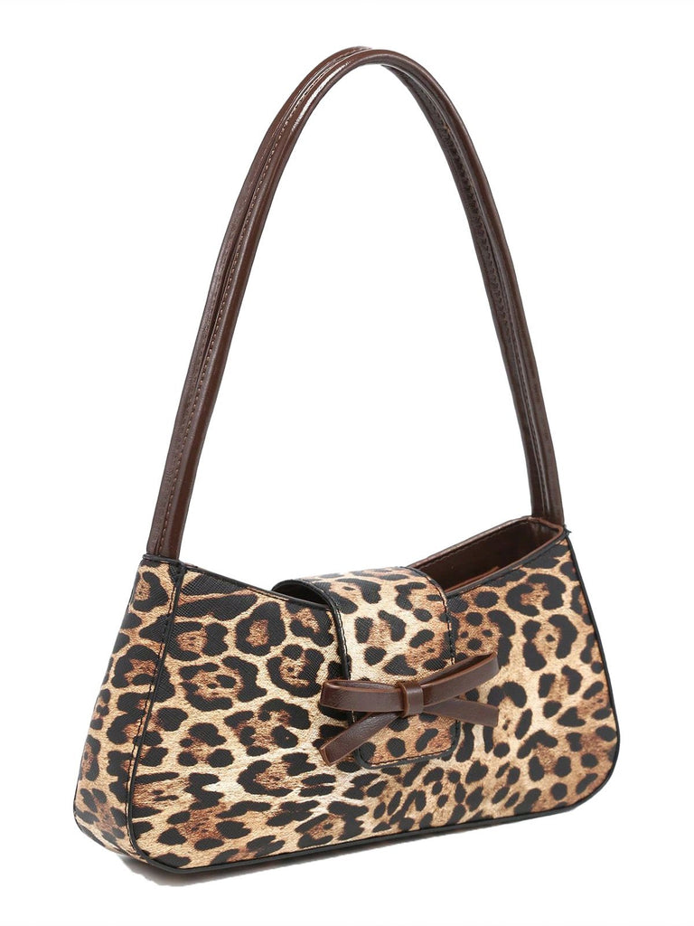 Sac baguette en cuir vintage avec nœud