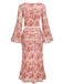 [Prévente] Robe Longue Florale Col en V Manches Bouffantes avec Ceinture années '70 3