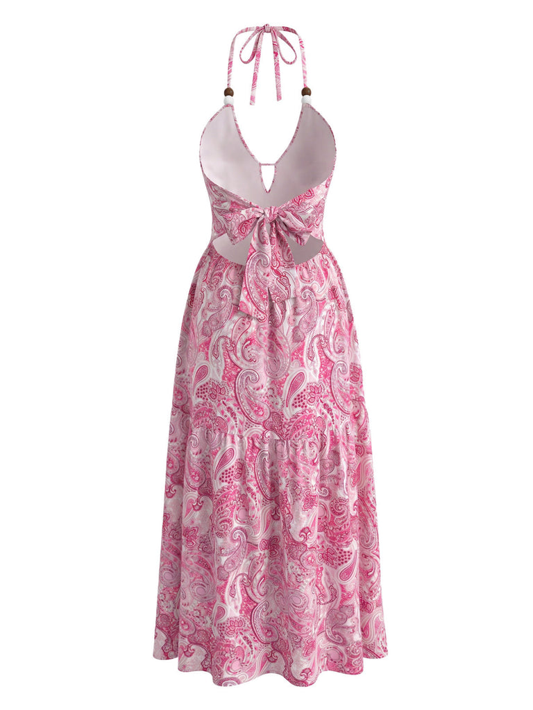 Robe Évasée Florale Col en V Manches Courtes avec Ceinture années '50 2