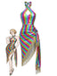[Prévente] Robe sirène multicolore métallisée dos nu et franges années 80