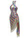 [Prévente] Robe Moulante Sirène Halter Métallisée à Franges Arc-en-ciel Années 80