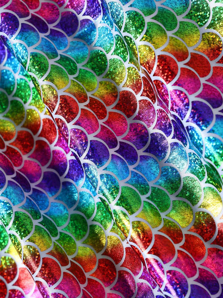 [Prévente] Robe Moulante Sirène Halter Métallisée à Franges Arc-en-ciel Années 80