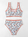 Ensemble Tankini Col U Floral Bordure Zigzag Rouge Années 1950 8