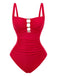 Froncé Découpé Tummy Control Maillot de Bain Une Pièce Années 1950 4