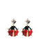 Boucles d'Oreilles Pendantes Coccinelle Cristal Doré Rouge 2
