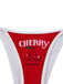 Red bikini bottom with 'Cherry Have a Nice Day' text and cherry graphic on a white background