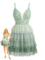Robe gâteau tulle vert volants 1960s