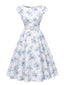 [Prévente] Robe Blanche Imprimé Roses Ceinturée années 1950