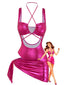 Maillot de bain métallique rouge rosé découpes années 1970