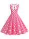 Robe sans manches à pois et col Claudine années 1950