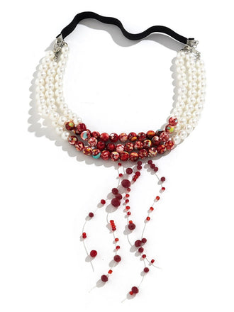 Bague de jambe gothique multicouche avec pendentif en forme de goutte de sang et perles