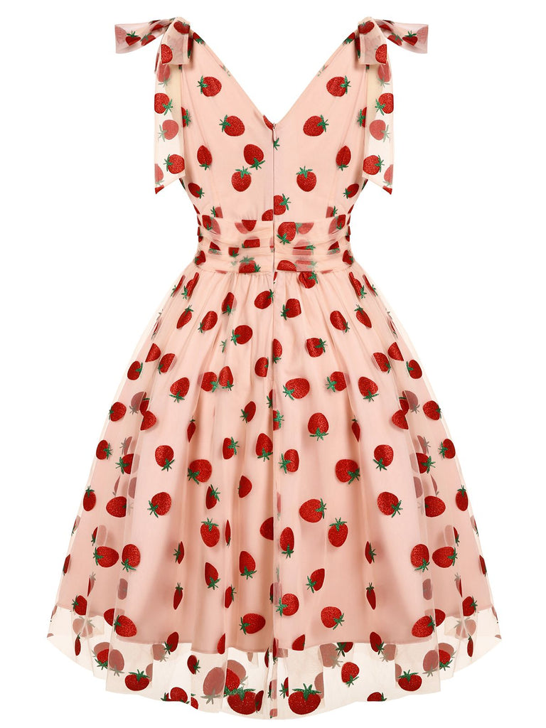 Robe trapèze verte en maille marguerite des années 1950