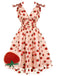 Robe trapèze verte en maille marguerite des années 1950