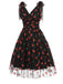 [Prévente] Robe trapèze noire en maille cerise des années 1950