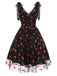 [Prévente] Robe trapèze noire en maille cerise des années 1950