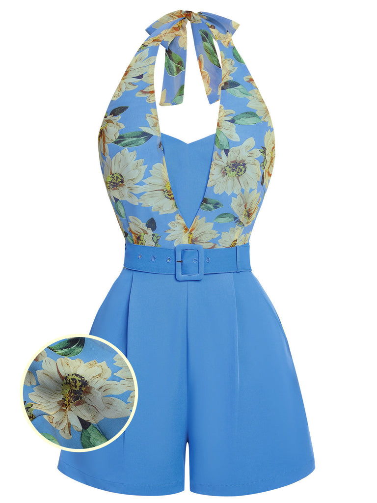 Combishort licou tournesol jaune patchwork années 1950
