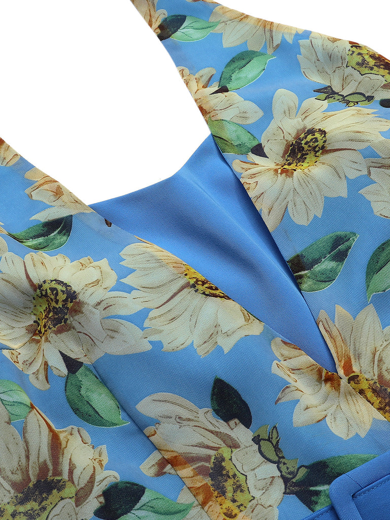 Combishort licou tournesol jaune patchwork années 1950
