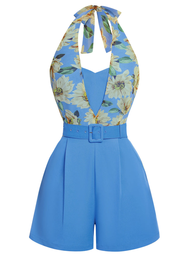 Combishort licou tournesol jaune patchwork années 1950