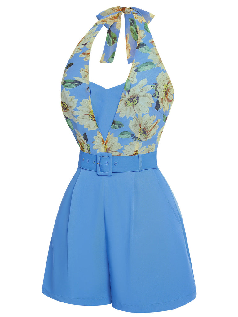 Combishort licou tournesol jaune patchwork années 1950