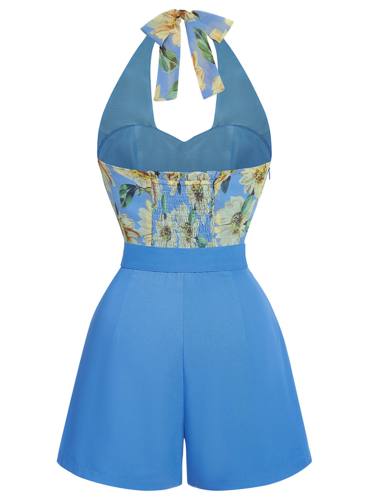 Combishort licou tournesol jaune patchwork années 1950