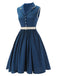 Robe à revers sans manches bleu marine des années 1960 3