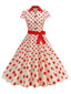 Robe trapèze à pois et nœud à revers des années 1950