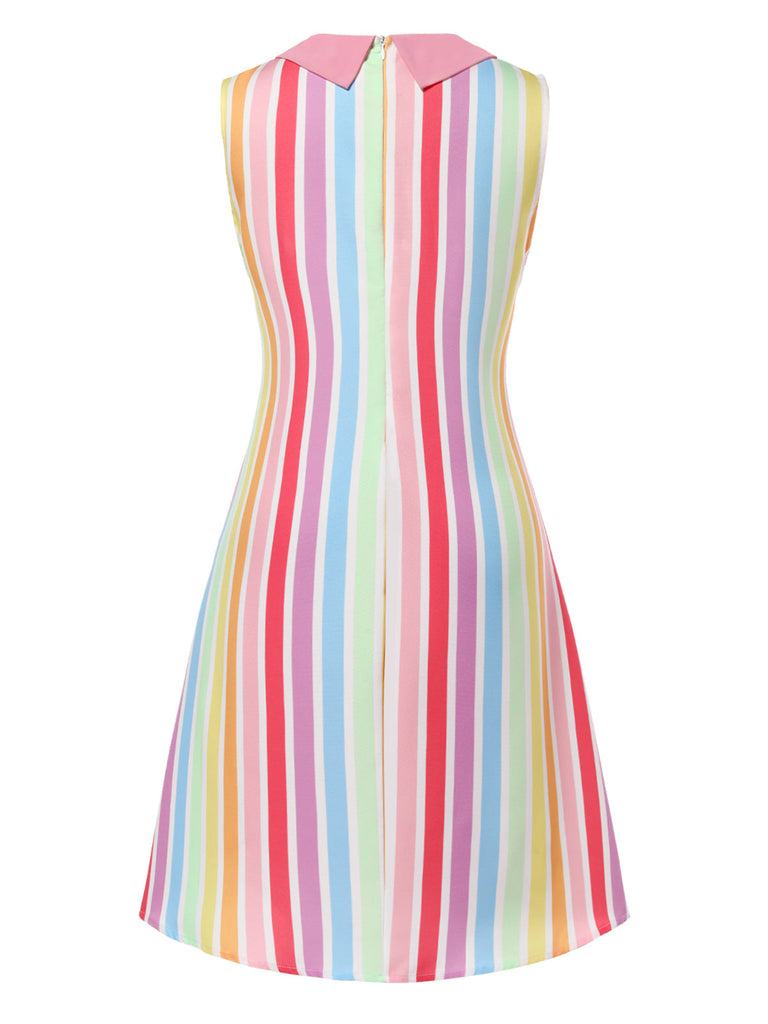 Robe à poches de cœur et rayures arc-en-ciel des années 1960