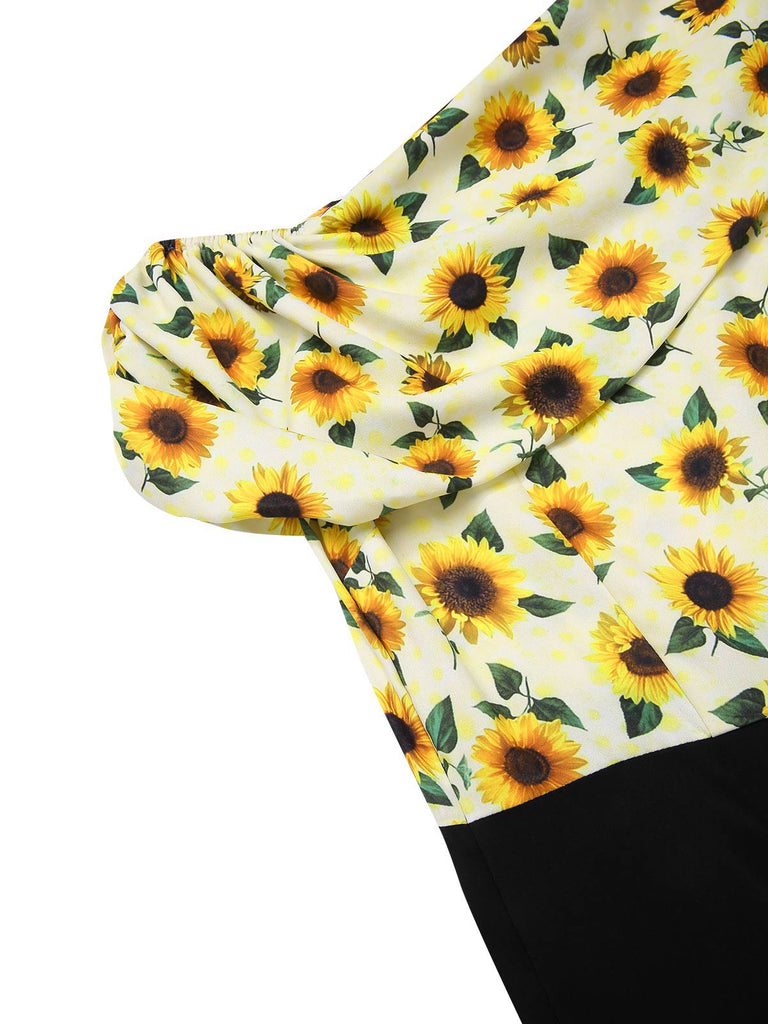 Combinaison jaune à col oblique tournesol des années 1930