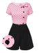Combishort rose à pois et nœud des années 1950