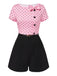 Combishort rose à pois et nœud des années 1950
