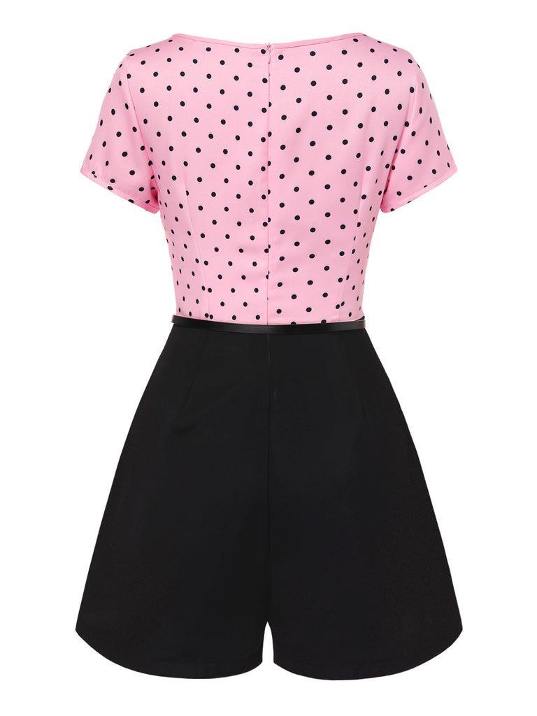 Combishort rose à pois et nœud des années 1950